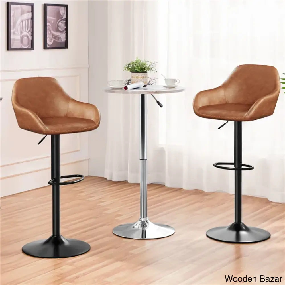 Eastways Swivel Upholstered Adjustable Height Counter And Bar Stool With Metal Frame (Set Of 2)