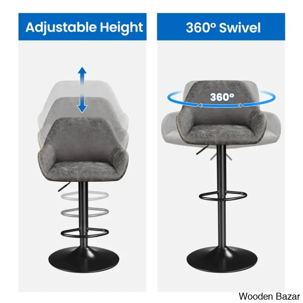 Eastways Swivel Upholstered Adjustable Height Counter And Bar Stool With Metal Frame (Set Of 2)