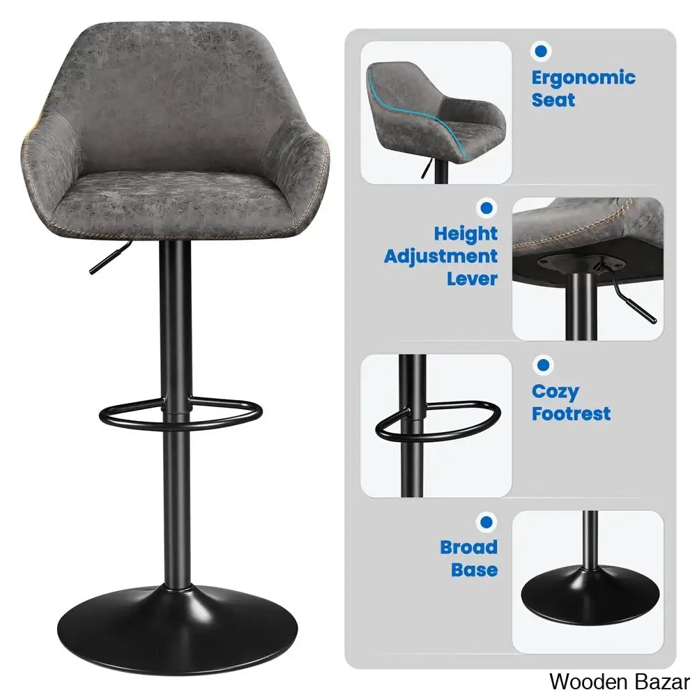 Eastways Swivel Upholstered Adjustable Height Counter And Bar Stool With Metal Frame (Set Of 2)