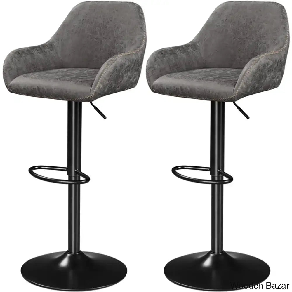 Eastways Swivel Upholstered Adjustable Height Counter And Bar Stool With Metal Frame (Set Of 2)