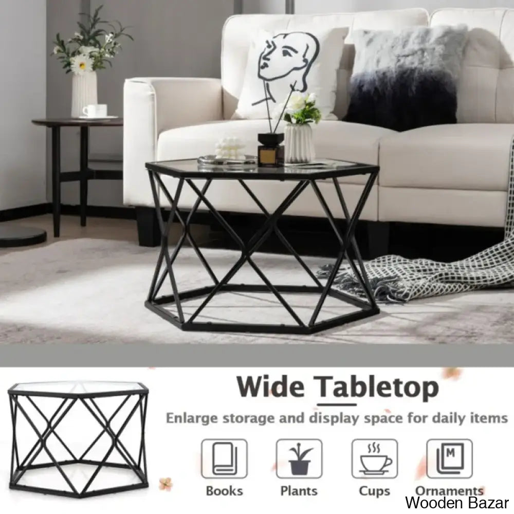 Ebem Glass Top Coffee And Center Table