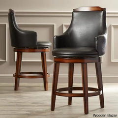 Edensx Swivel Upholstered Counter And Bar Stool With Solid Wood Frame (Set Of 2)