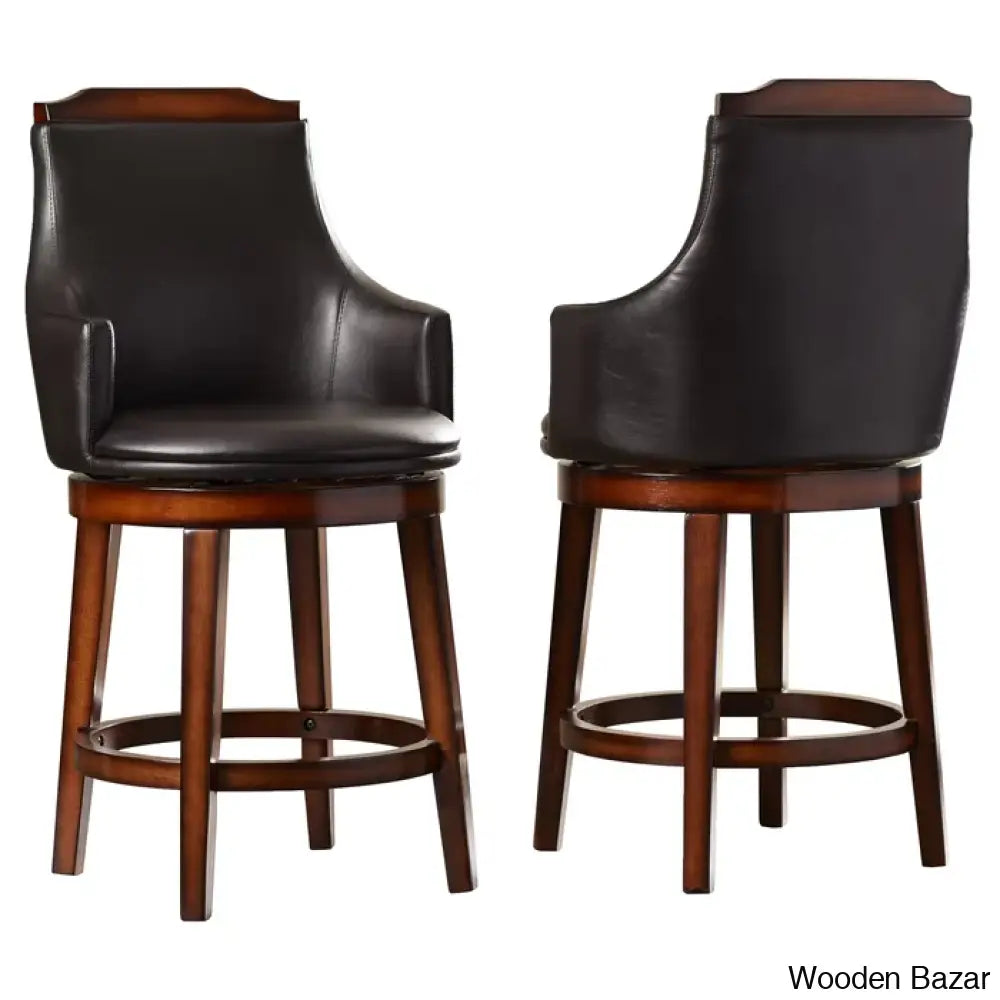 Edensx Swivel Upholstered Counter And Bar Stool With Solid Wood Frame (Set Of 2)