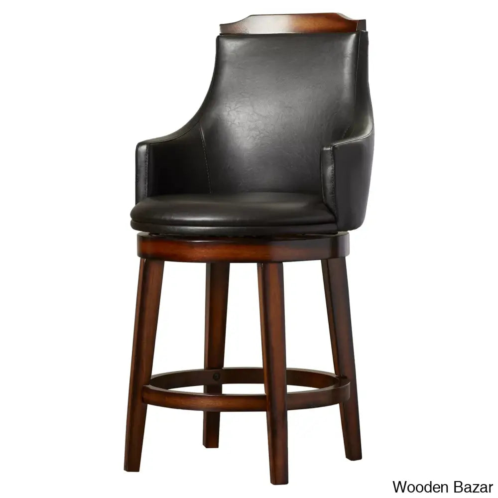 Edensx Swivel Upholstered Counter And Bar Stool With Solid Wood Frame (Set Of 2)