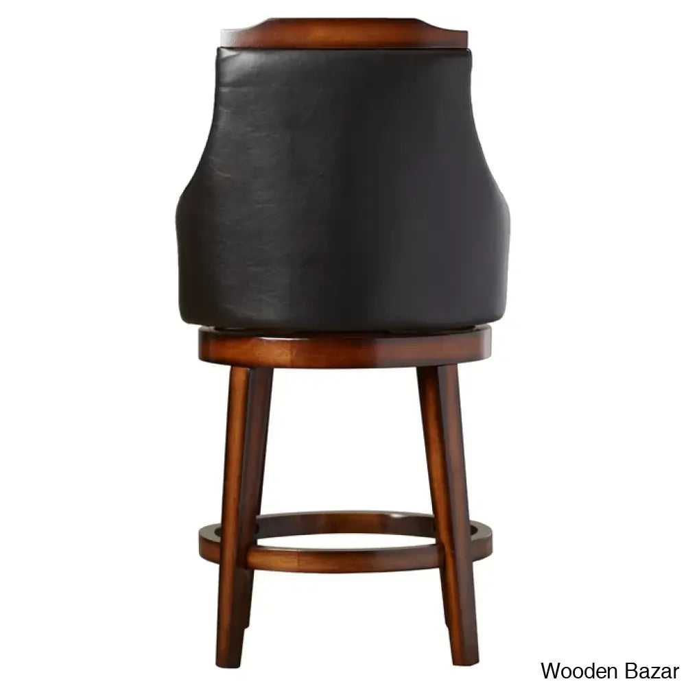 Edensx Swivel Upholstered Counter And Bar Stool With Solid Wood Frame (Set Of 2)