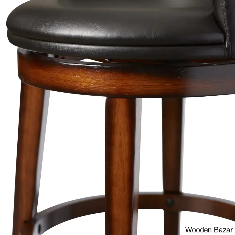 Edensx Swivel Upholstered Counter And Bar Stool With Solid Wood Frame (Set Of 2)