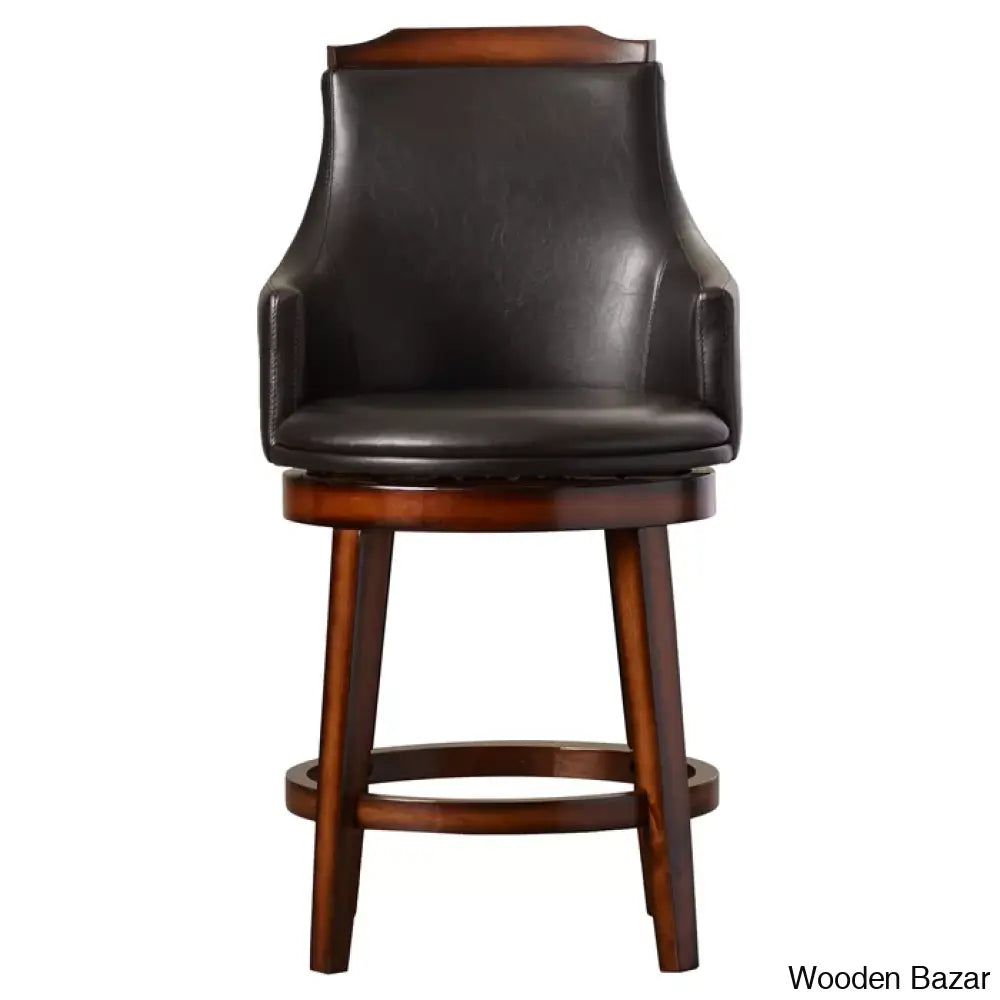 Edensx Swivel Upholstered Counter And Bar Stool With Solid Wood Frame (Set Of 2)