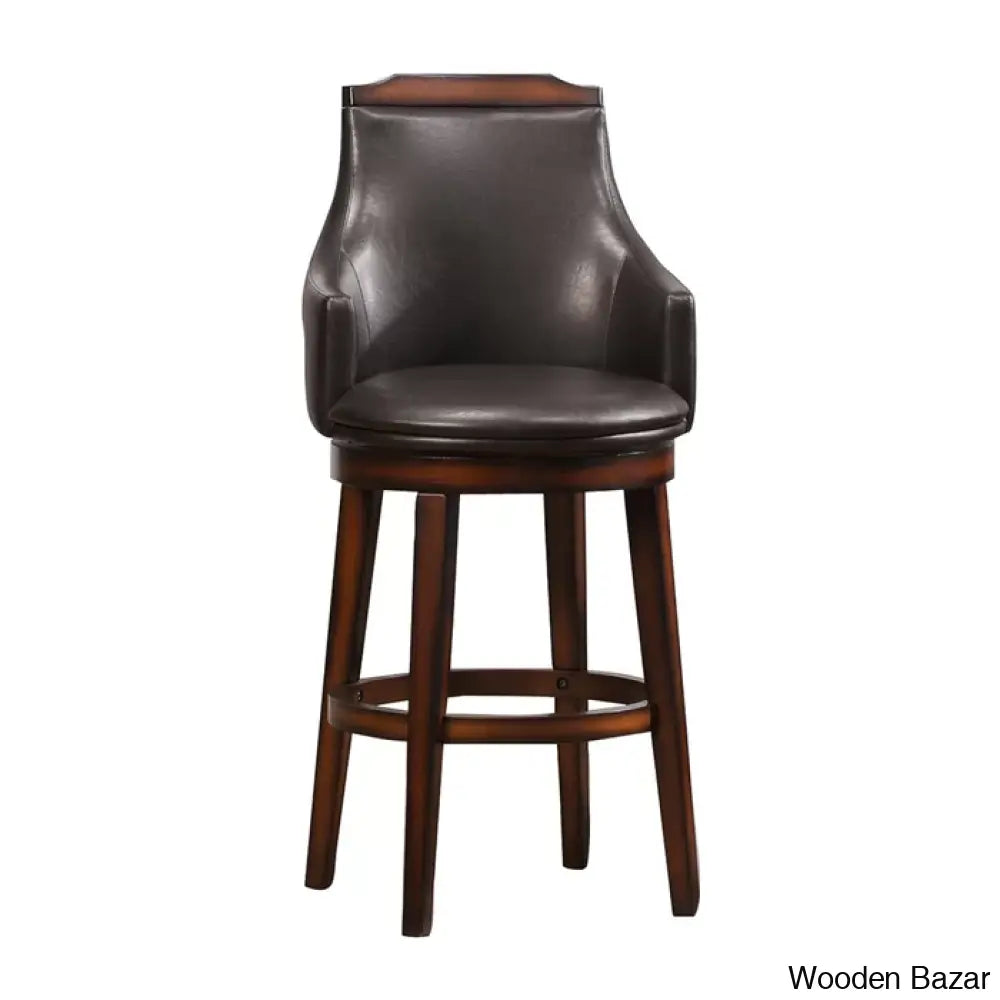 Edensx Swivel Upholstered Counter And Bar Stool With Solid Wood Frame (Set Of 2)