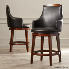 Edensx Swivel Upholstered Counter And Bar Stool With Solid Wood Frame (Set Of 2)