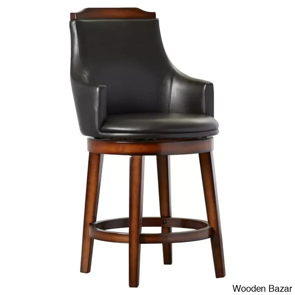 Edensx Swivel Upholstered Counter And Bar Stool With Solid Wood Frame (Set Of 2)