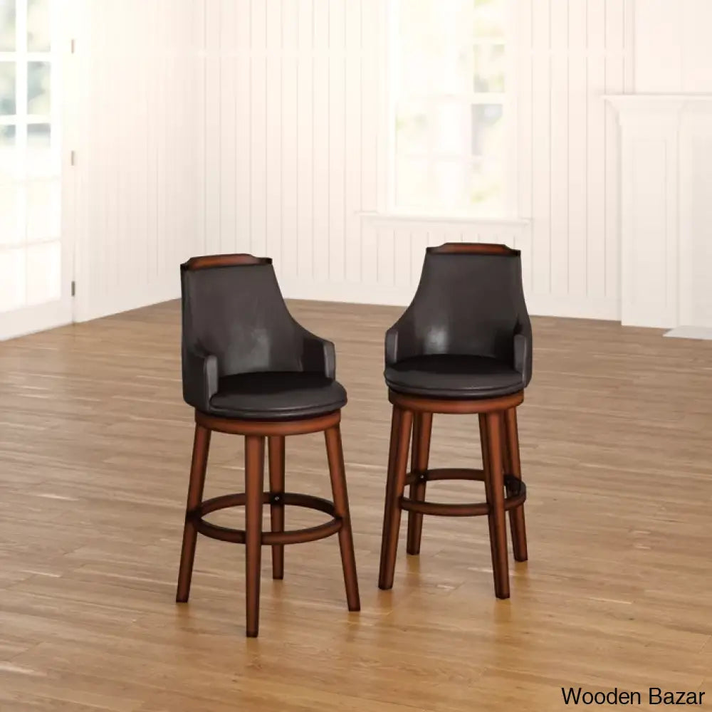 Edensx Swivel Upholstered Counter And Bar Stool With Solid Wood Frame (Set Of 2)