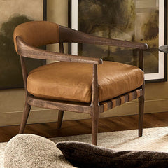 Qavilian Leather Chair - Wooden bazar