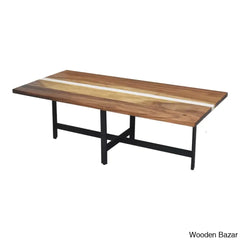 Eldridgen Solid Wood White Matte Resin Detail Coffee And Center Table