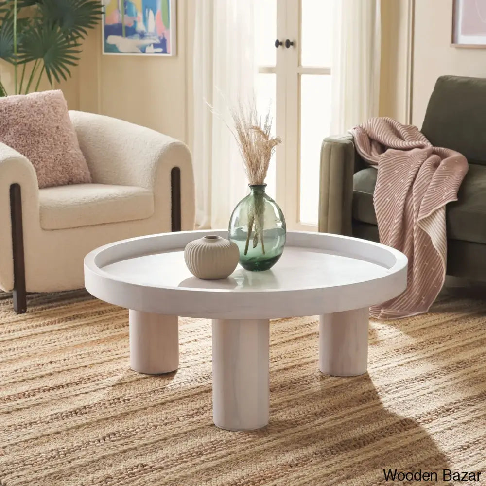 Eleanne Coffee Table And Center Table White Washed