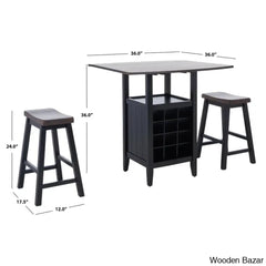 Elexar New 2 Seater Extendable Solid Wood Dining Set - Wooden Bazar