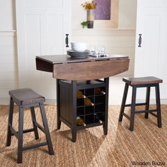 Elexar New 2 Seater Extendable Solid Wood Dining Set - Wooden Bazar Dark Espresso/Black