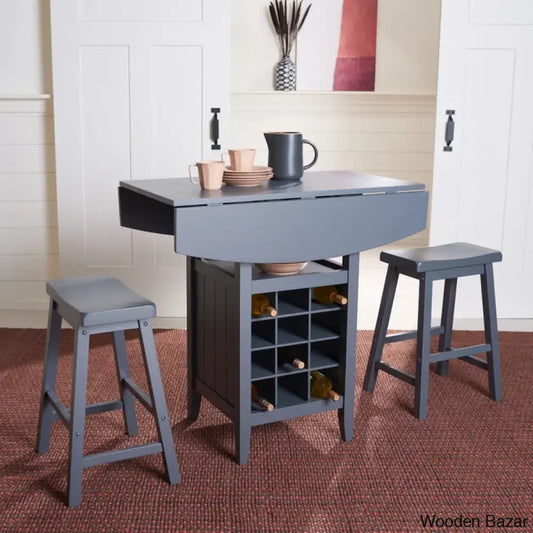 Elexar New 2 Seater Extendable Solid Wood Dining Set - Wooden Bazar Gray