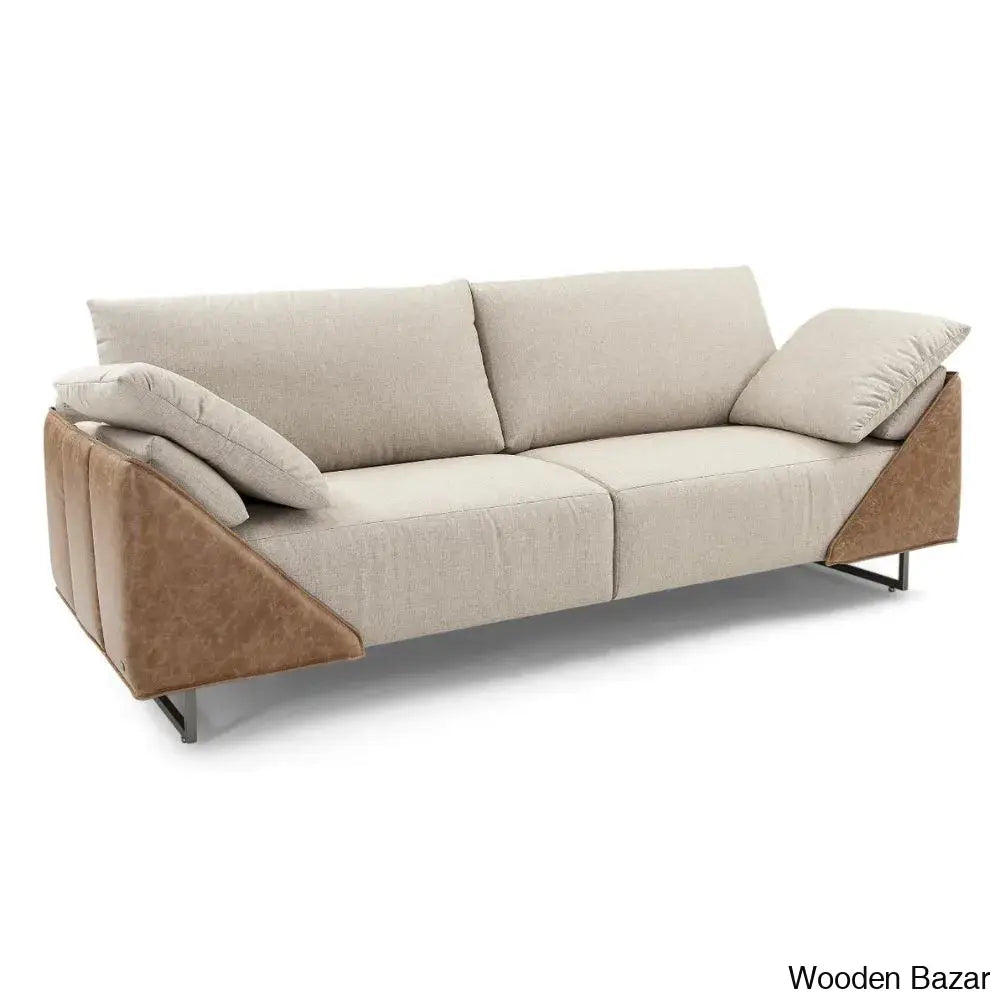 Eliana Contemporary Beige Upholstered Sofa In Modern Elegance Soft Fabric