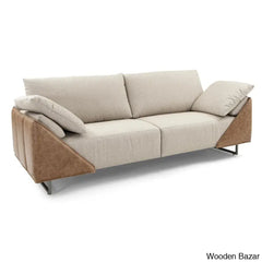 Eliana Contemporary Beige Upholstered Sofa In Modern Elegance Soft Fabric