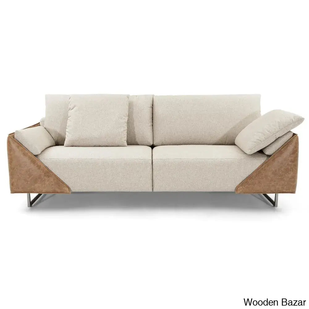 Eliana Contemporary Beige Upholstered Sofa In Modern Elegance Soft Fabric