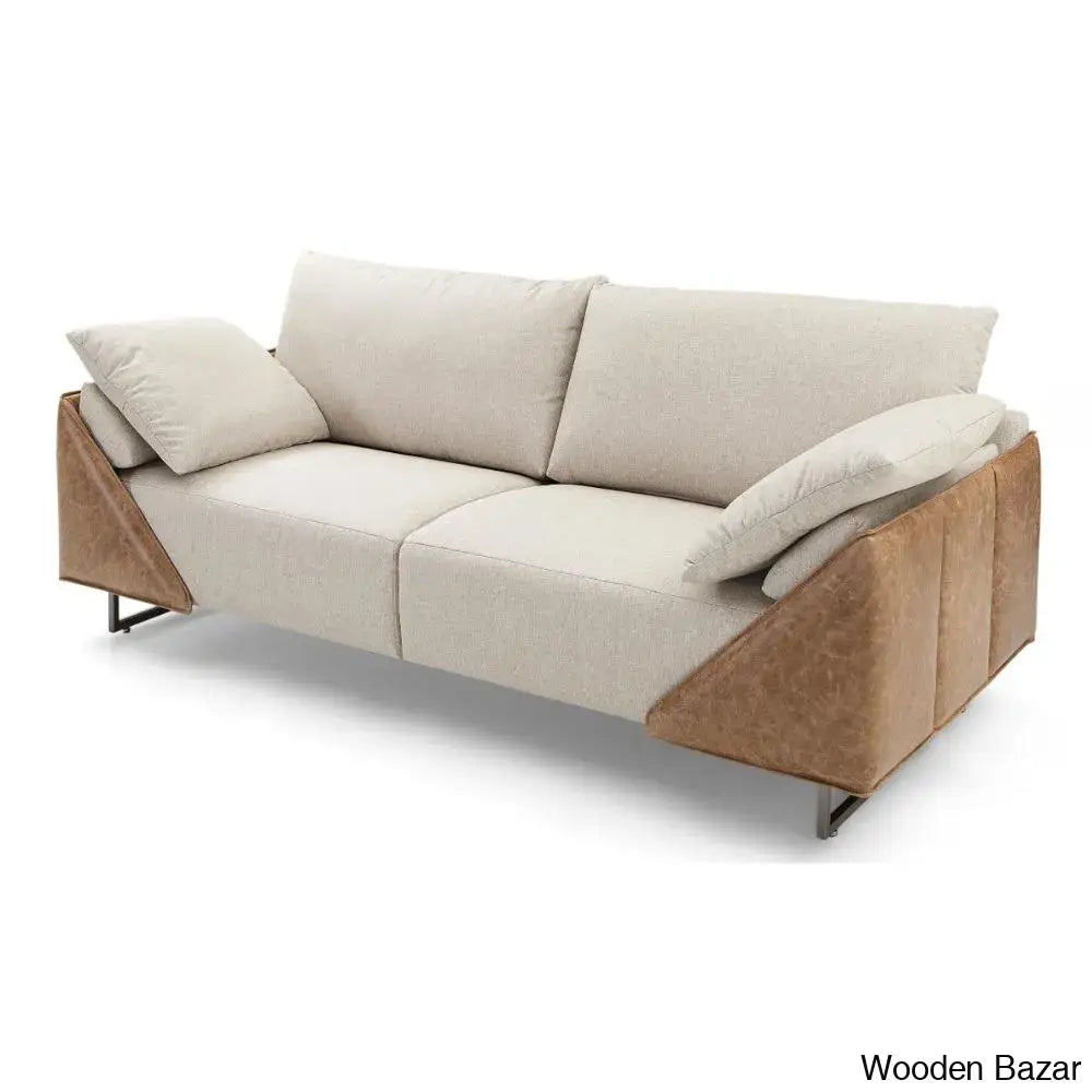 Eliana Contemporary Beige Upholstered Sofa In Modern Elegance Soft Fabric