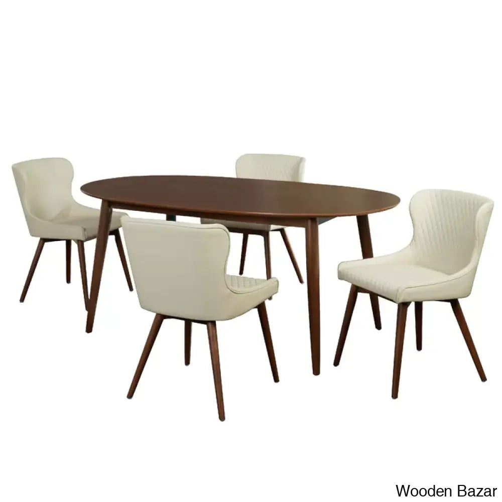 Elisco Modern Dining Table Set For Living - Wooden Bazar