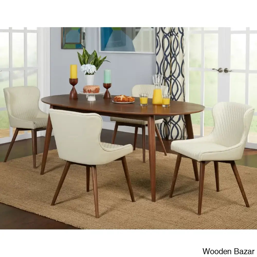 Elisco Modern Dining Table Set For Living - Wooden Bazar White / 4 Seater