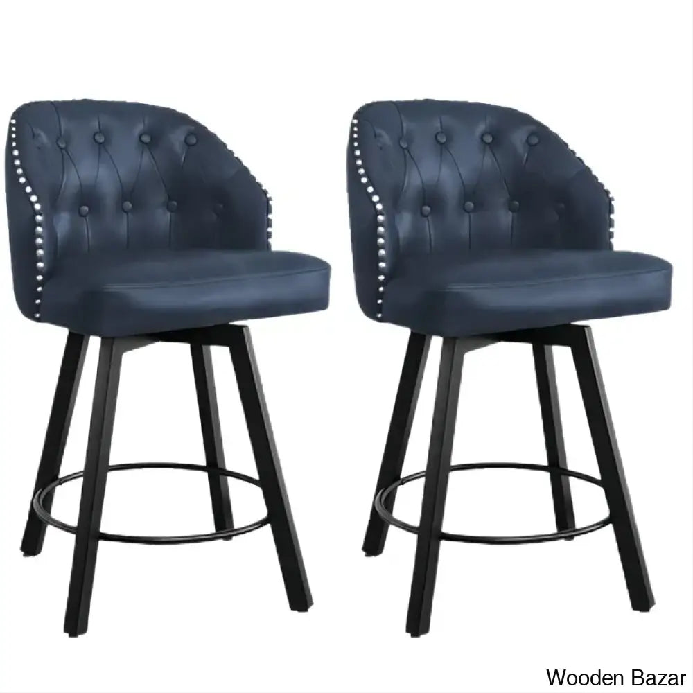 Elyanas Swivel Counter Height Bar Stools Set Of 2 Stool With Back Faux Leather Metal Legs Retro