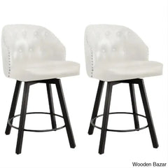 Elyanas Swivel Counter Height Bar Stools Set Of 2 Stool With Back Faux Leather Metal Legs Retro