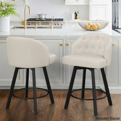 Elyanas Swivel Counter Height Bar Stools Set Of 2 Stool With Back Faux Leather Metal Legs Retro