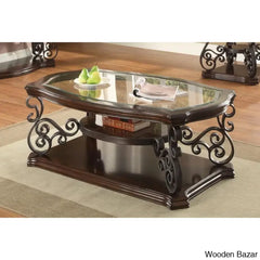 Elysianin Glass Top Coffee And Center Table