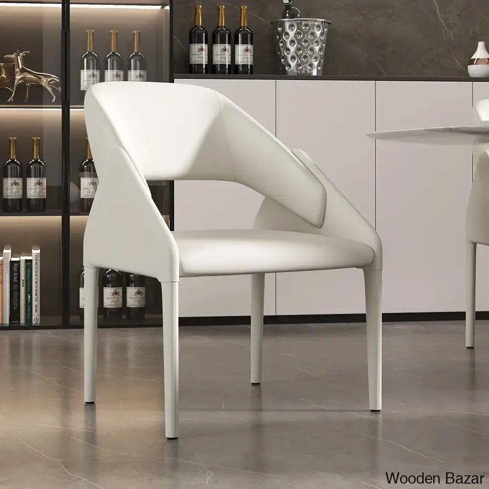 Emory Modern White Faux Leather Dining Chairs With Open Back – Set Of 2 For Stylish Rooms