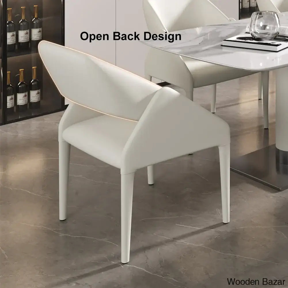 Emory Modern White Faux Leather Dining Chairs With Open Back – Set Of 2 For Stylish Rooms