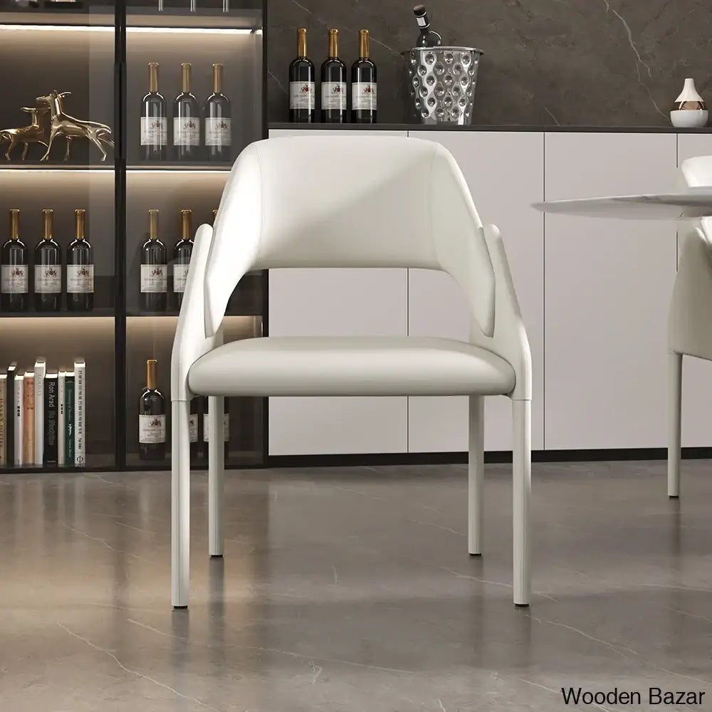 Emory Modern White Faux Leather Dining Chairs With Open Back – Set Of 2 For Stylish Rooms