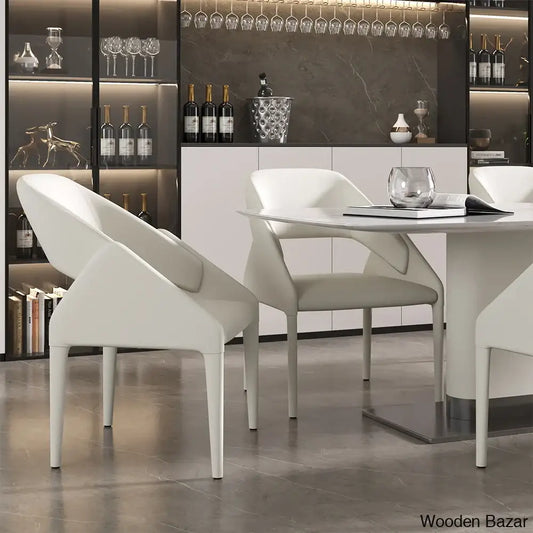 Emory Modern White Faux Leather Dining Chairs With Open Back – Set Of 2 For Stylish Rooms Chair ()