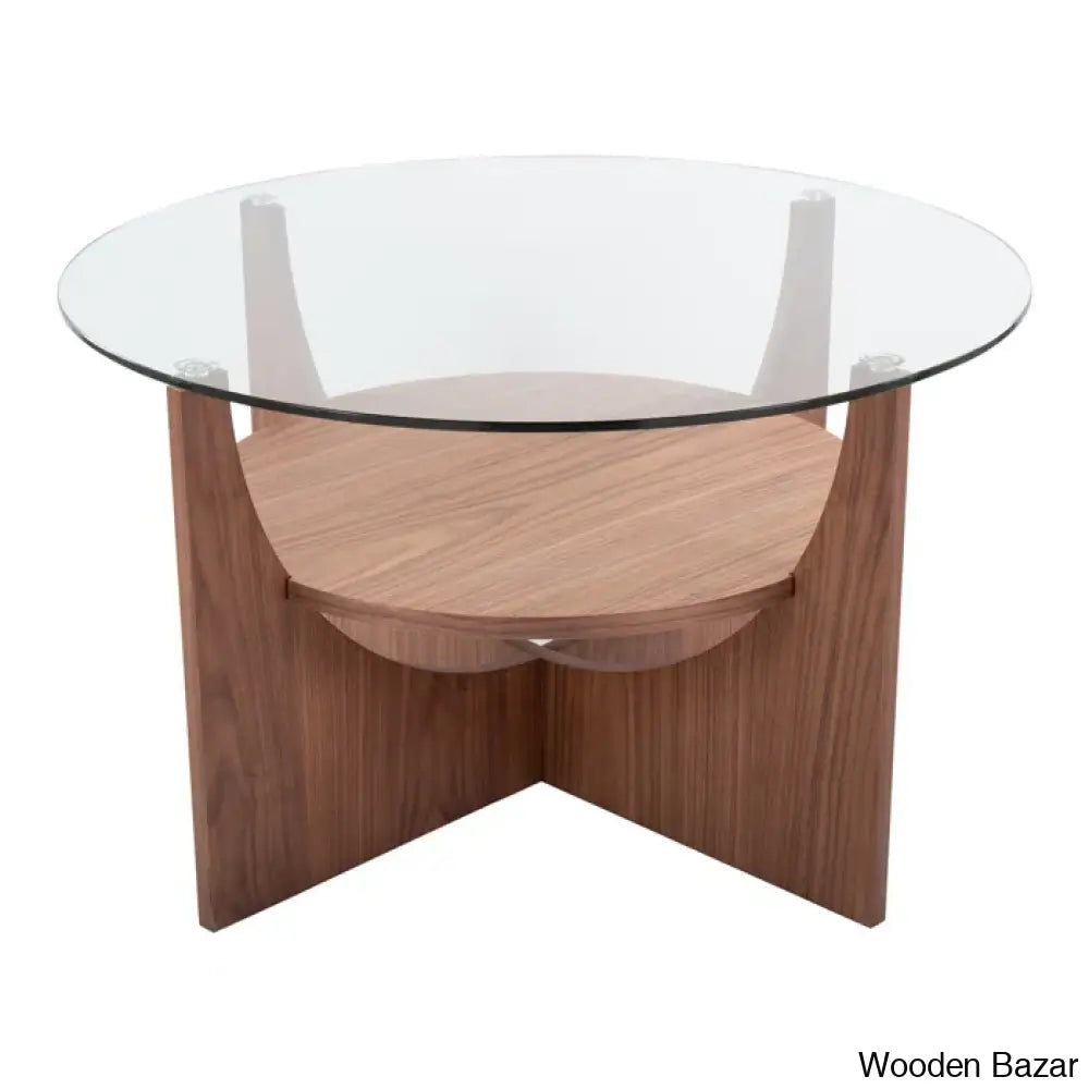 Ensca Glass Top Coffee And Center Table Walnut