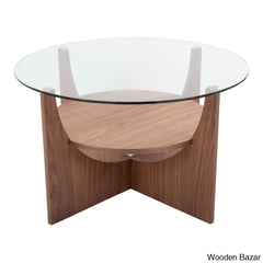 Ensca Glass Top Coffee And Center Table Walnut