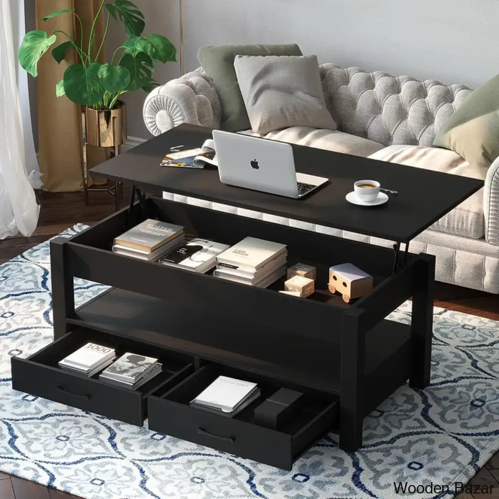 Eoghan Lift Top Coffee Table With 2 Drawers And Center