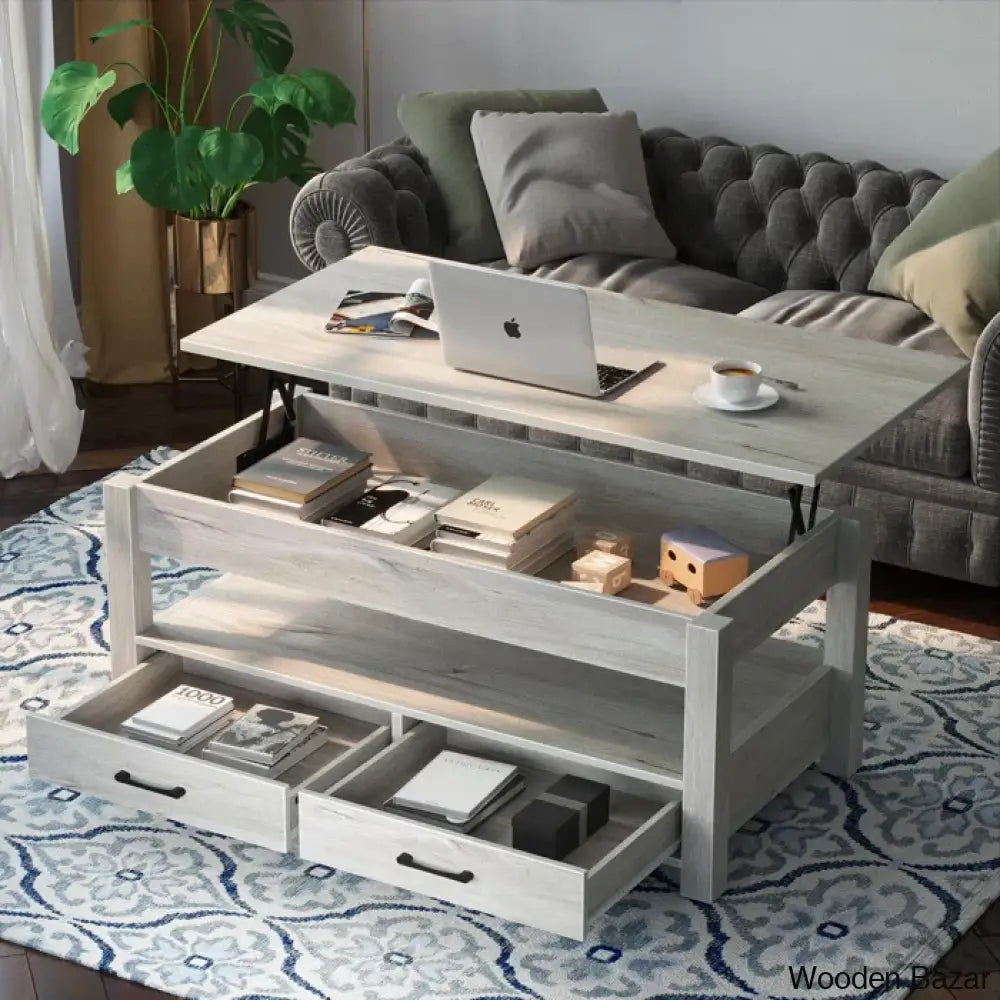 Eoghan Lift Top Coffee Table With 2 Drawers And Center