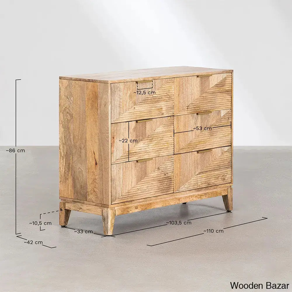 Errol Solid Wood Baty Design Chest Of Drawers - Wooden Bazar