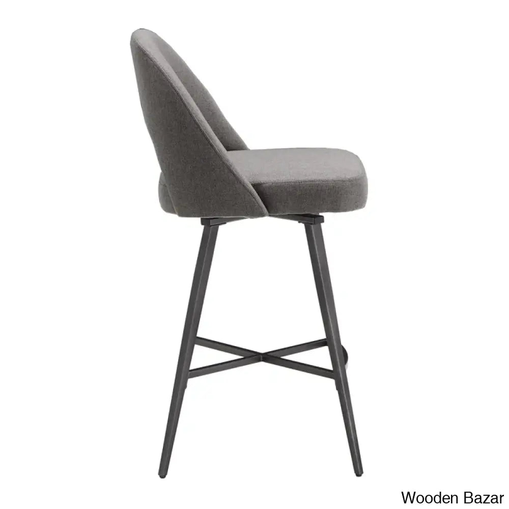 Etnak Swivel Upholstered Counter And Bar Stool With Metal Frame (Set Of 2)