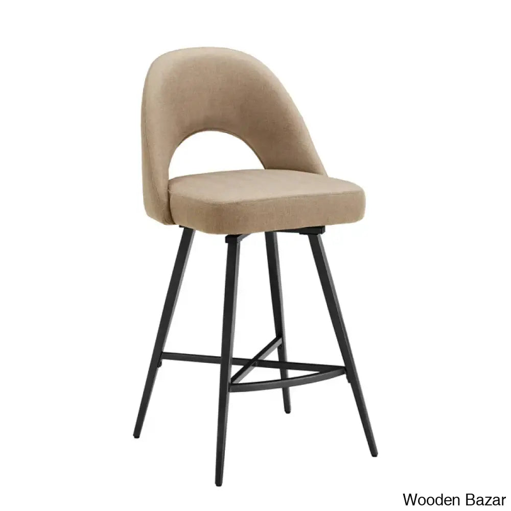 Etnak Swivel Upholstered Counter And Bar Stool With Metal Frame (Set Of 2)