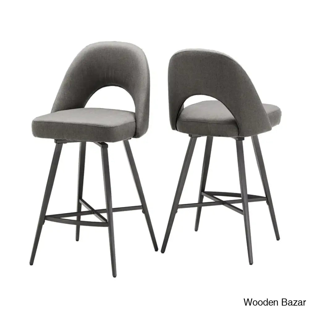 Etnak Swivel Upholstered Counter And Bar Stool With Metal Frame (Set Of 2)