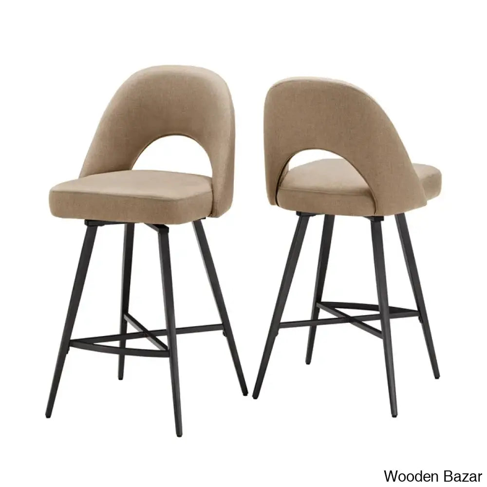 Etnak Swivel Upholstered Counter And Bar Stool With Metal Frame (Set Of 2)