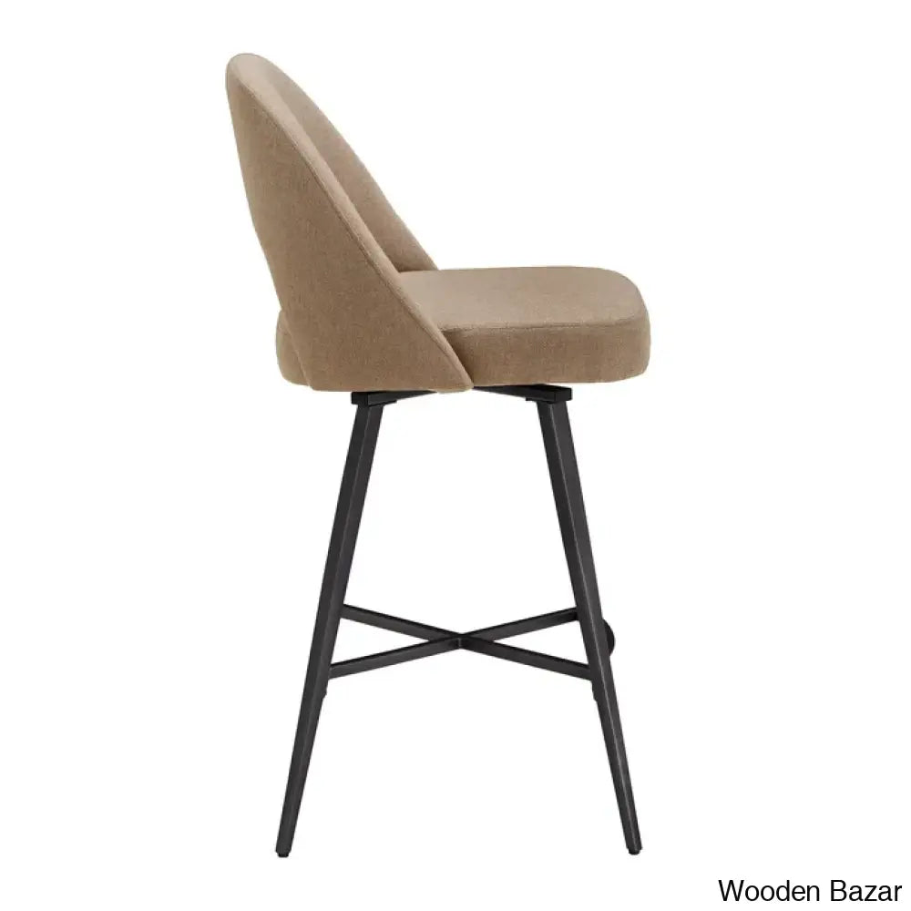 Etnak Swivel Upholstered Counter And Bar Stool With Metal Frame (Set Of 2)