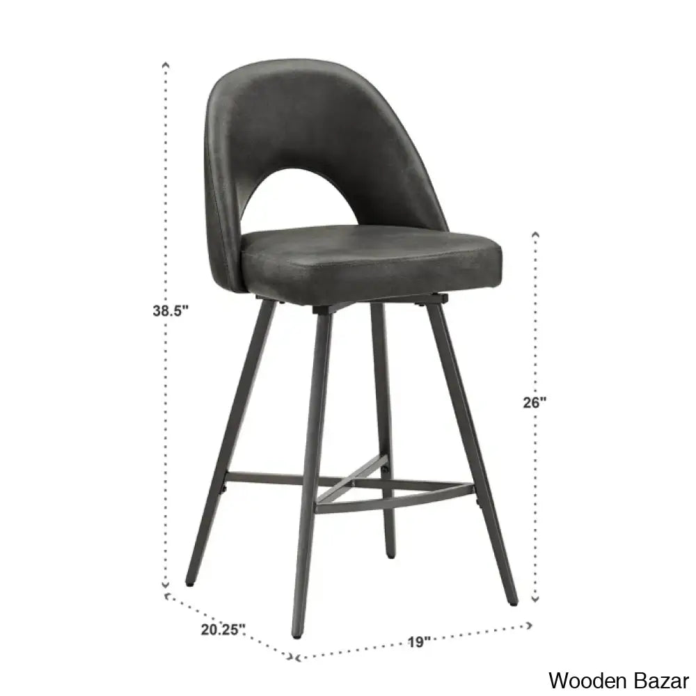 Etnas Swivel Upholstered Counter And Bar Stool With Metal Frame (Set Of 2)