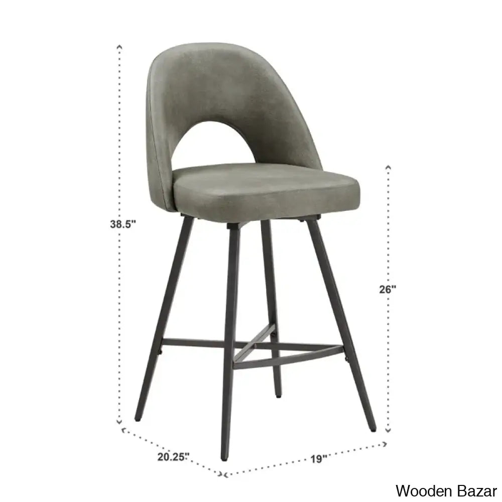 Etnas Swivel Upholstered Counter And Bar Stool With Metal Frame (Set Of 2)