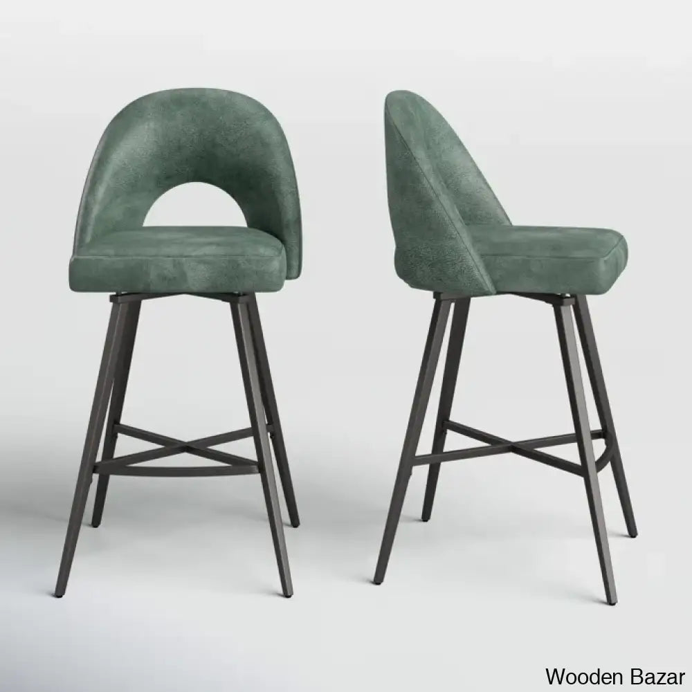 Etnas Swivel Upholstered Counter And Bar Stool With Metal Frame (Set Of 2)