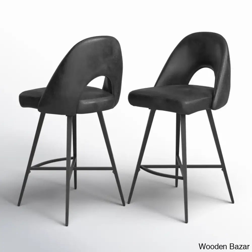 Etnas Swivel Upholstered Counter And Bar Stool With Metal Frame (Set Of 2)