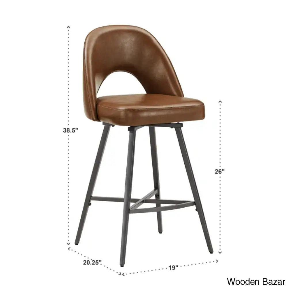 Etnas Swivel Upholstered Counter And Bar Stool With Metal Frame (Set Of 2)